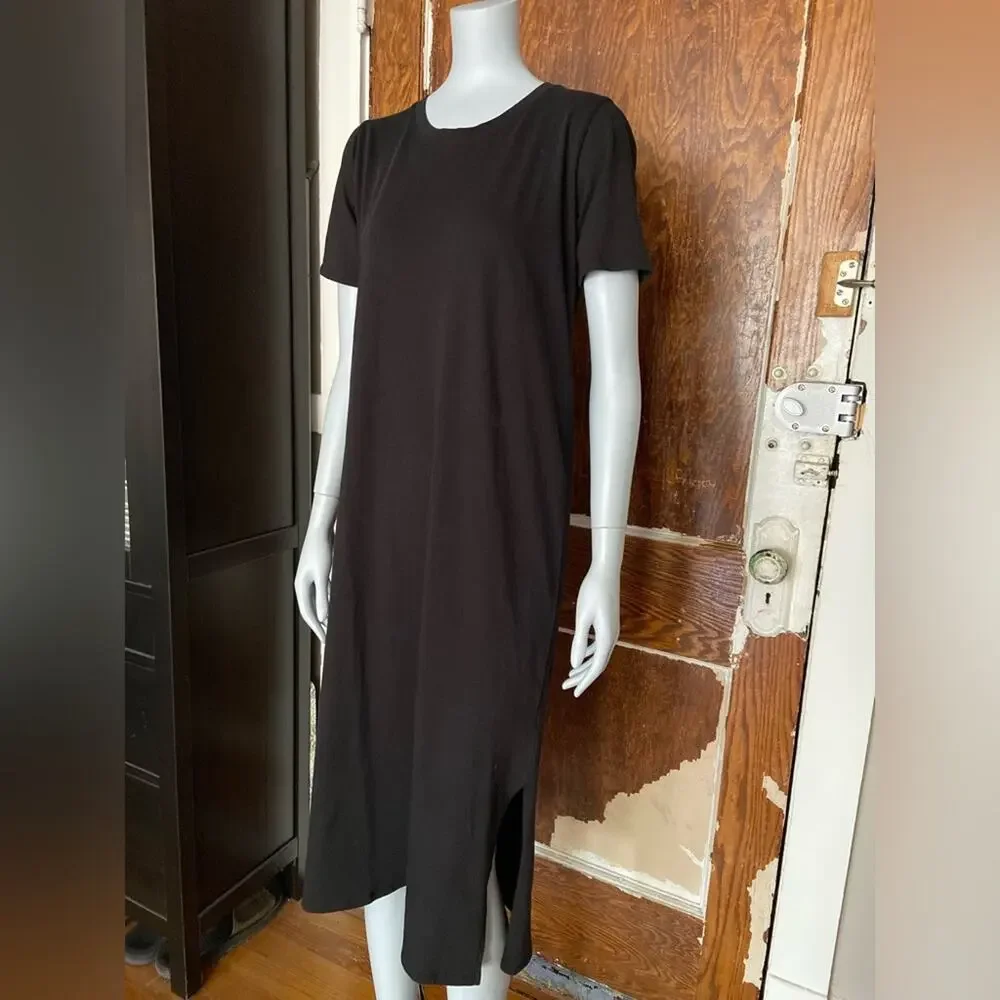 JCREW Black Short Sleeve Midi T-Shirt Dress sz XS